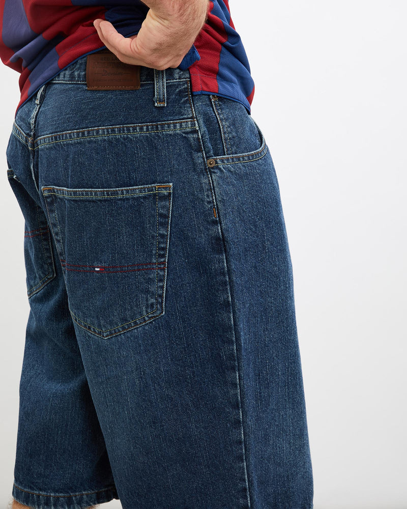 Vintage, Tommy, Hilfiger, Denim, Shorts, The Real Deal, size 33", colour Blue, newtown, sydney, australia, thrift store, opshop, preloved, secondhand, sustainable, retro, antique, 70s, 80s, 90s, 2000s, 00s, fashion, clothing, streetwear, trendy, garment, style, boutique, store, shop, archive, sale, cheap, best, top, Shorts