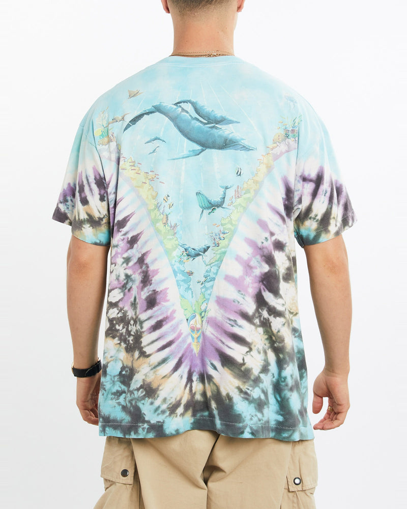 Vintage, 1990, Liquid, Blue, Wildlife, Tie, Dye, Tee, The Real Deal, size large, colour Blue, newtown, sydney, australia, thrift store, opshop, preloved, secondhand, sustainable, retro, antique, 70s, 80s, 90s, 2000s, 00s, fashion, clothing, streetwear, trendy, garment, style, boutique, store, shop, archive, sale, cheap, best, top, T-Shirts