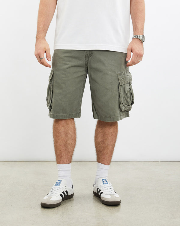 Vintage, Iron, Cargo, Shorts, The Real Deal, size 33", colour Grey, newtown, sydney, australia, thrift store, opshop, preloved, secondhand, sustainable, retro, antique, 70s, 80s, 90s, 2000s, 00s, fashion, clothing, streetwear, trendy, garment, style, boutique, store, shop, archive, sale, cheap, best, top, Shorts