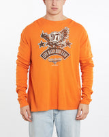 Vintage, Harley, Davidson, Long, Sleeve, Thermal, Tee, The Real Deal, size double extra large, colour Orange, newtown, sydney, australia, thrift store, opshop, preloved, secondhand, sustainable, retro, antique, 70s, 80s, 90s, 2000s, 00s, fashion, clothing, streetwear, trendy, garment, style, boutique, store, shop, archive, sale, cheap, best, top, T-Shirts