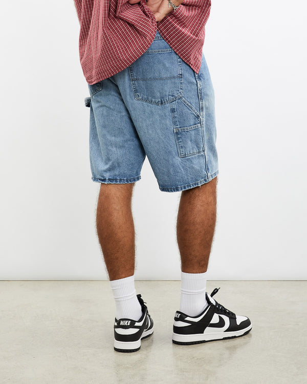 Vintage, Wrangler, Denim, Carpenter, Shorts, The Real Deal, size 36", colour Blue, newtown, sydney, australia, thrift store, opshop, preloved, secondhand, sustainable, retro, antique, 70s, 80s, 90s, 2000s, 00s, fashion, clothing, streetwear, trendy, garment, style, boutique, store, shop, archive, sale, cheap, best, top, Shorts