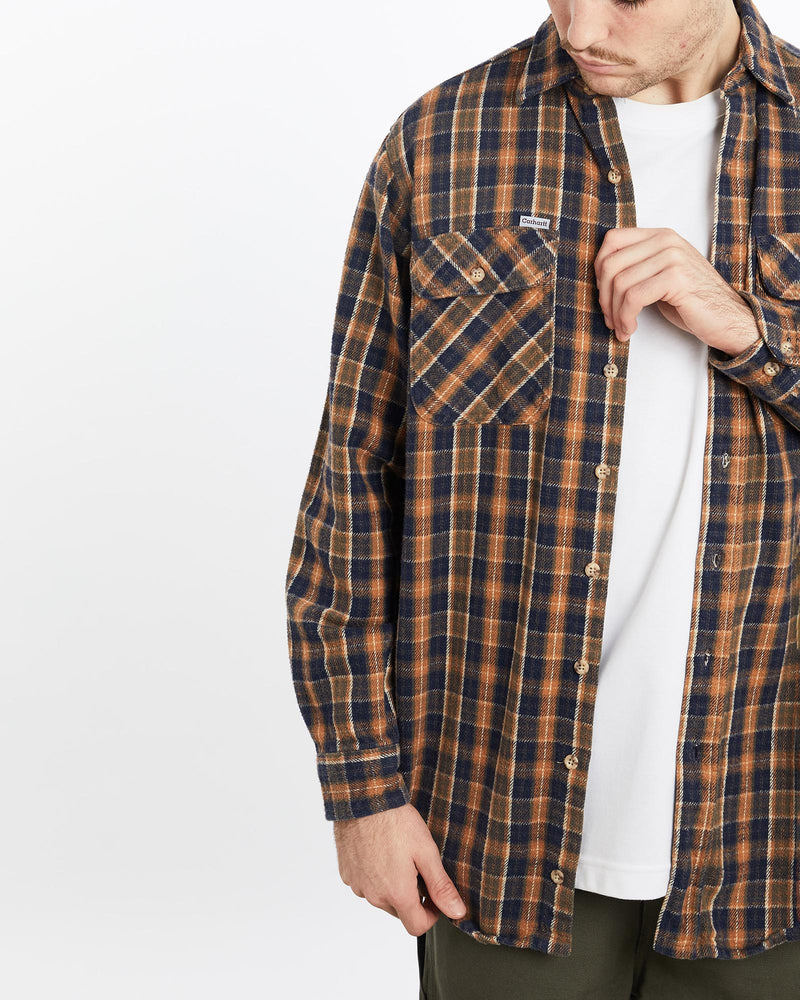 Vintage, 90s, Carhartt, Flannelette, Button, Up, Shirt, The Real Deal, size extra large, colour Multicolour, newtown, sydney, australia, thrift store, opshop, preloved, secondhand, sustainable, retro, antique, 70s, 80s, 90s, 2000s, 00s, fashion, clothing, streetwear, trendy, garment, style, boutique, store, shop, archive, sale, cheap, best, top, Shirts