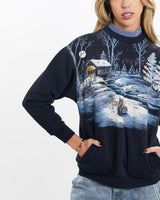 Vintage, 90s, Winter, Scene, Mock, Neck, Sweatshirt, The Real Deal, size double extra small, colour Multicolour, newtown, sydney, australia, thrift store, opshop, preloved, secondhand, sustainable, retro, antique, 70s, 80s, 90s, 2000s, 00s, fashion, clothing, streetwear, trendy, garment, style, boutique, store, shop, archive, sale, cheap, best, top, Sweats and hoodies