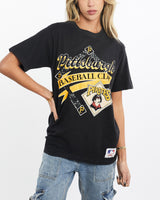 Vintage, 1989, MLB, Pittsburgh, Pirates, Tee, The Real Deal, size extra small, colour Black, newtown, sydney, australia, thrift store, opshop, preloved, secondhand, sustainable, retro, antique, 70s, 80s, 90s, 2000s, 00s, fashion, clothing, streetwear, trendy, garment, style, boutique, store, shop, archive, sale, cheap, best, top, T-Shirts