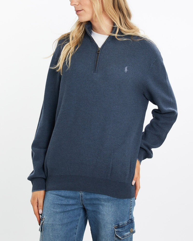 Vintage, Polo, Ralph, Lauren, Quarter, Zip, Sweater, The Real Deal, size medium, colour Navy, newtown, sydney, australia, thrift store, opshop, preloved, secondhand, sustainable, retro, antique, 70s, 80s, 90s, 2000s, 00s, fashion, clothing, streetwear, trendy, garment, style, boutique, store, shop, archive, sale, cheap, best, top, Sweats and hoodies