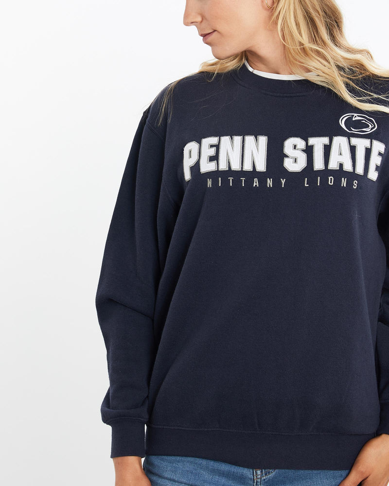Vintage, NCAA, Penn, State, Nittany, Lions, Sweatshirt, The Real Deal, size medium, colour Navy, newtown, sydney, australia, thrift store, opshop, preloved, secondhand, sustainable, retro, antique, 70s, 80s, 90s, 2000s, 00s, fashion, clothing, streetwear, trendy, garment, style, boutique, store, shop, archive, sale, cheap, best, top, Sweats and hoodies