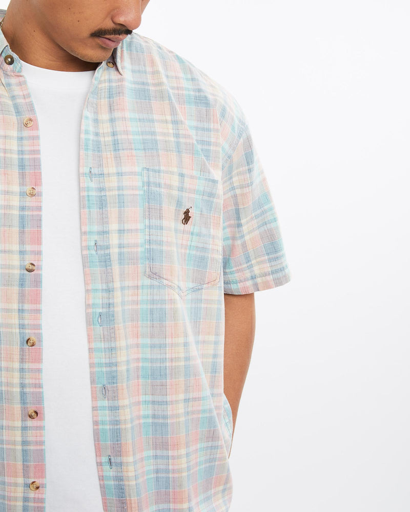 Vintage, 90s, Polo, Ralph, Lauren, Short, Sleeve, Button, Up, Shirt, The Real Deal, size large, colour Multicolour, newtown, sydney, australia, thrift store, opshop, preloved, secondhand, sustainable, retro, antique, 70s, 80s, 90s, 2000s, 00s, fashion, clothing, streetwear, trendy, garment, style, boutique, store, shop, archive, sale, cheap, best, top, Shirts