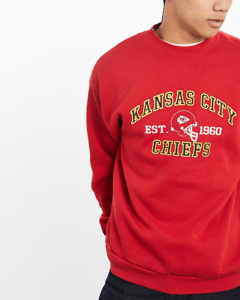 Vintage, 90s, NFL, Kansas, City, Chiefs, Sweatshirt, The Real Deal, size large, colour Red, newtown, sydney, australia, thrift store, opshop, preloved, secondhand, sustainable, retro, antique, 70s, 80s, 90s, 2000s, 00s, fashion, clothing, streetwear, trendy, garment, style, boutique, store, shop, archive, sale, cheap, best, top, Sweats and hoodies