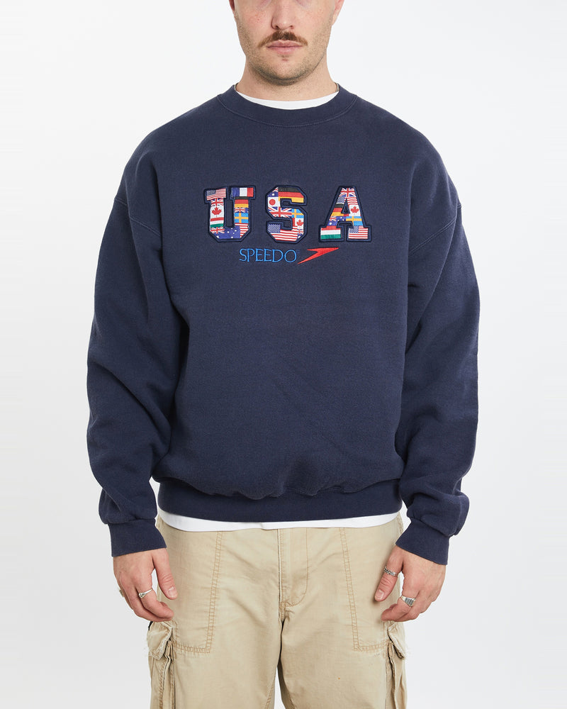 Vintage 90s Speedo 'U.S.A' Sweatshirt <br>L , The Real Deal , newtown, sydney, australia, thrift store, opshop, preloved, secondhand, sustainable, retro, antique, 70s, 80s, 90s, 2000s, 00s, fashion, clothing, streetwear, trendy, garment, style, boutique, store, shop, archive, sale, cheap, best, top