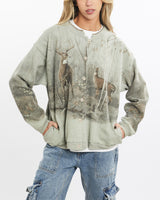 Vintage, 90s, Dear, Wildlife, Button, Up, Sweatshirt, The Real Deal, size extra small, colour Green, newtown, sydney, australia, thrift store, opshop, preloved, secondhand, sustainable, retro, antique, 70s, 80s, 90s, 2000s, 00s, fashion, clothing, streetwear, trendy, garment, style, boutique, store, shop, archive, sale, cheap, best, top, Sweats and hoodies