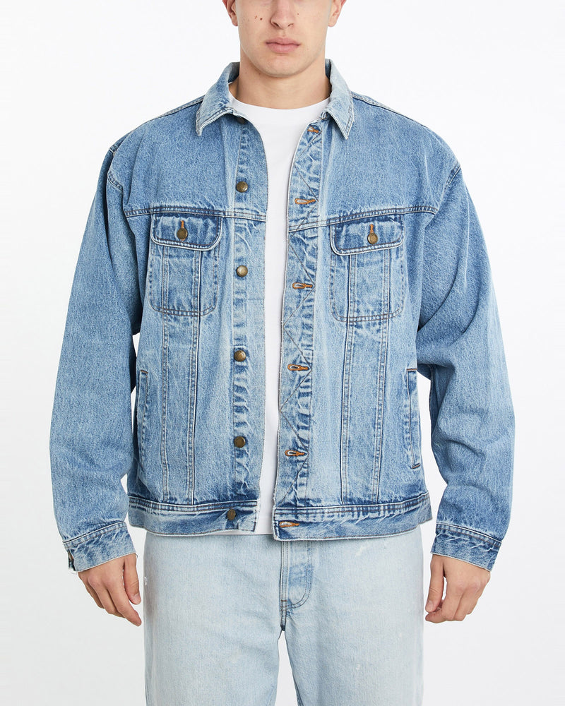 Vintage, 90s, Wrangler, Denim, Jacket, The Real Deal, size double extra large, colour Blue, newtown, sydney, australia, thrift store, opshop, preloved, secondhand, sustainable, retro, antique, 70s, 80s, 90s, 2000s, 00s, fashion, clothing, streetwear, trendy, garment, style, boutique, store, shop, archive, sale, cheap, best, top, Jackets