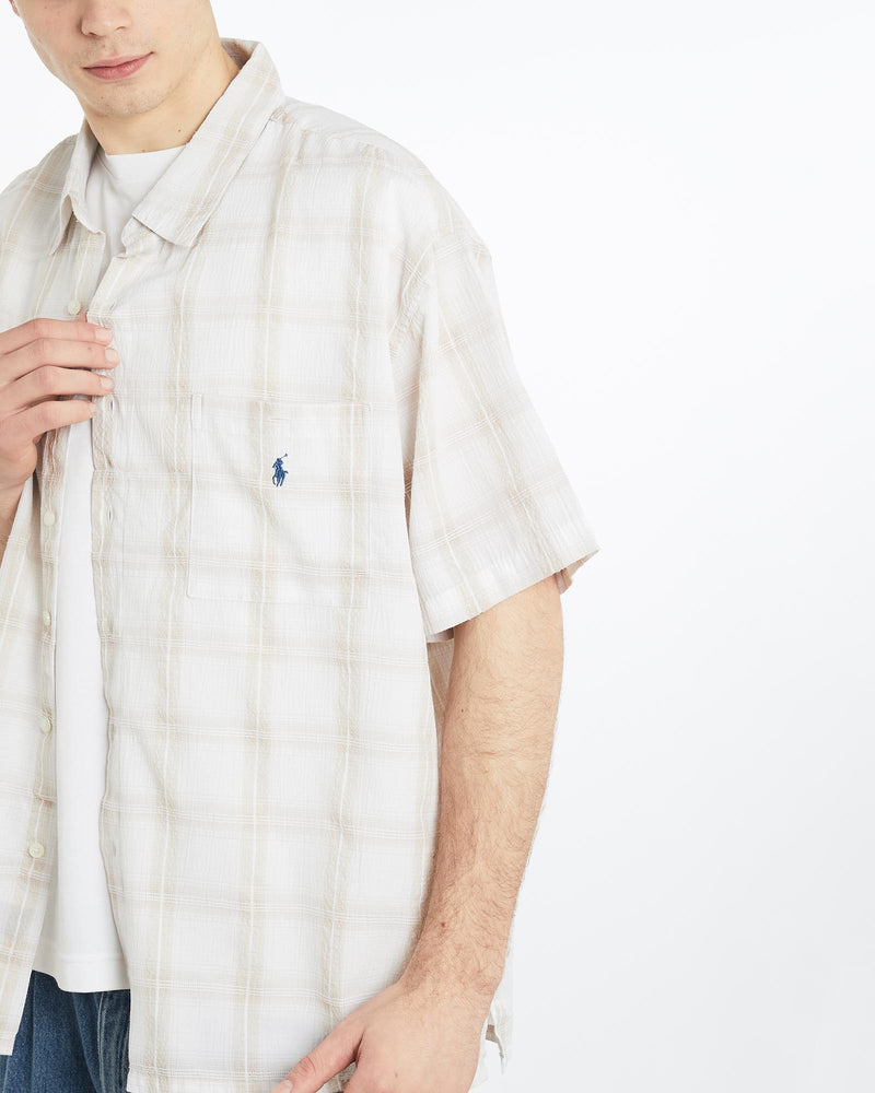 Vintage, 90s, Polo, Ralph, Lauren, Short, Sleeve, Button, Up, Shirt, The Real Deal, size extra large, colour Beige, newtown, sydney, australia, thrift store, opshop, preloved, secondhand, sustainable, retro, antique, 70s, 80s, 90s, 2000s, 00s, fashion, clothing, streetwear, trendy, garment, style, boutique, store, shop, archive, sale, cheap, best, top, Shirts