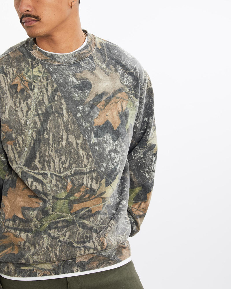 Vintage, 90s, Realtree, Camo, Sweatshirt, The Real Deal, size large, colour Brown, newtown, sydney, australia, thrift store, opshop, preloved, secondhand, sustainable, retro, antique, 70s, 80s, 90s, 2000s, 00s, fashion, clothing, streetwear, trendy, garment, style, boutique, store, shop, archive, sale, cheap, best, top, Sweats and hoodies