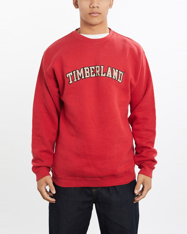 Vintage, Timberland, Sweatshirt, The Real Deal, size large, colour Red, newtown, sydney, australia, thrift store, opshop, preloved, secondhand, sustainable, retro, antique, 70s, 80s, 90s, 2000s, 00s, fashion, clothing, streetwear, trendy, garment, style, boutique, store, shop, archive, sale, cheap, best, top, Sweats and hoodies