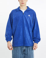 Vintage, 90s, Adidas, Quarter, Zip, Fleece, Sweatshirt, The Real Deal, size extra large, colour Blue, newtown, sydney, australia, thrift store, opshop, preloved, secondhand, sustainable, retro, antique, 70s, 80s, 90s, 2000s, 00s, fashion, clothing, streetwear, trendy, garment, style, boutique, store, shop, archive, sale, cheap, best, top, Sweats and hoodies