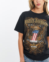 Vintage, Harley, Davidson, Tee, The Real Deal, size extra small, colour Black, newtown, sydney, australia, thrift store, opshop, preloved, secondhand, sustainable, retro, antique, 70s, 80s, 90s, 2000s, 00s, fashion, clothing, streetwear, trendy, garment, style, boutique, store, shop, archive, sale, cheap, best, top, T-Shirts