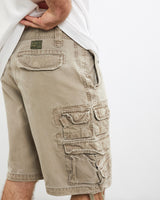 Vintage, Old, Navy, Cargo, Shorts, The Real Deal, size 32", colour Brown, newtown, sydney, australia, thrift store, opshop, preloved, secondhand, sustainable, retro, antique, 70s, 80s, 90s, 2000s, 00s, fashion, clothing, streetwear, trendy, garment, style, boutique, store, shop, archive, sale, cheap, best, top, Shorts
