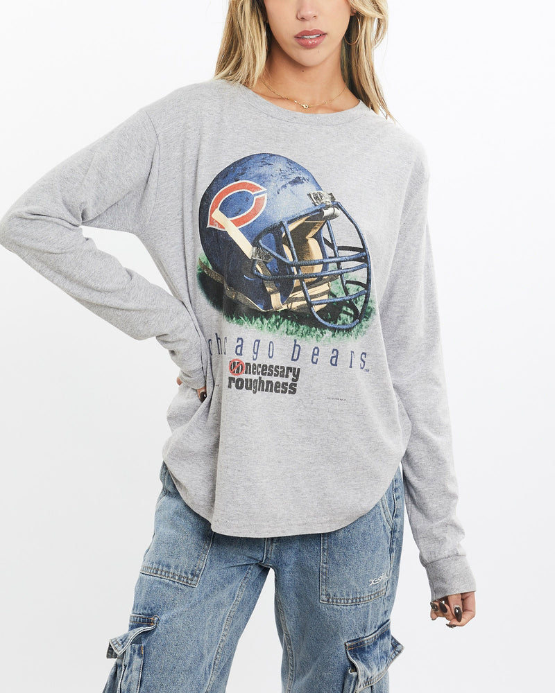 Vintage, 1996, NFL, Chicago, Bears, Long, Sleeve, Tee, The Real Deal, size small, colour Grey, newtown, sydney, australia, thrift store, opshop, preloved, secondhand, sustainable, retro, antique, 70s, 80s, 90s, 2000s, 00s, fashion, clothing, streetwear, trendy, garment, style, boutique, store, shop, archive, sale, cheap, best, top, T-Shirts