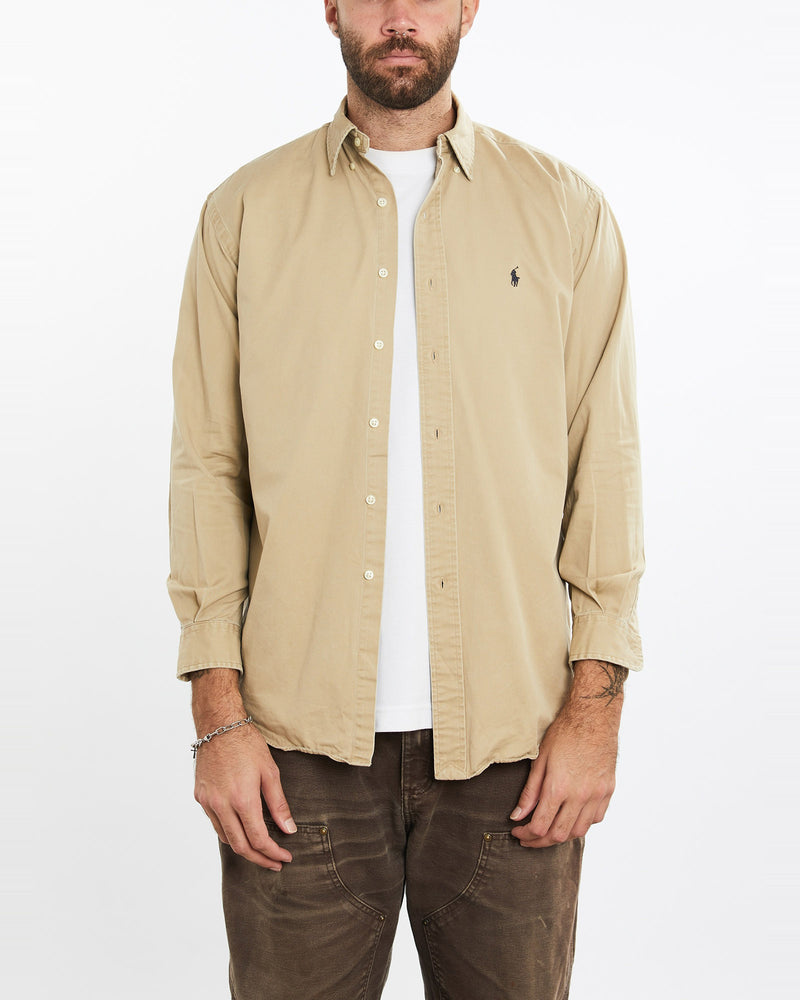 Vintage, 90s, Polo, Ralph, Lauren, Button, Up, Shirt, The Real Deal, size medium, colour Brown, newtown, sydney, australia, thrift store, opshop, preloved, secondhand, sustainable, retro, antique, 70s, 80s, 90s, 2000s, 00s, fashion, clothing, streetwear, trendy, garment, style, boutique, store, shop, archive, sale, cheap, best, top, Shirts