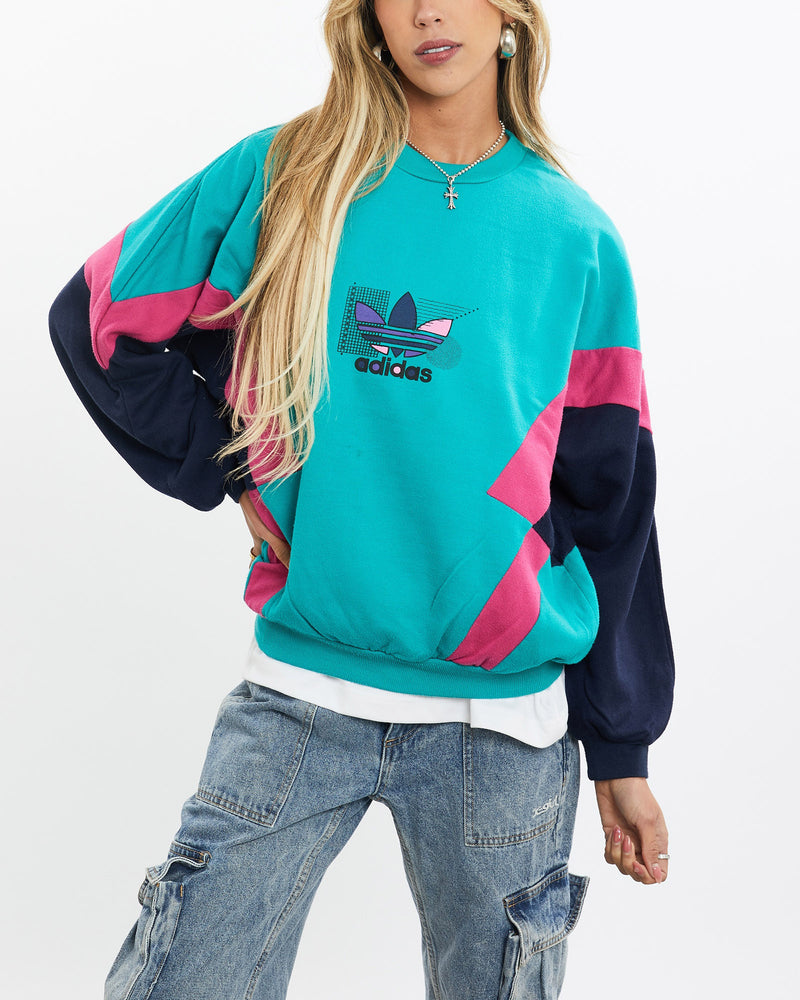 Vintage, 80s, Adidas, Sweatshirt, The Real Deal, size small, colour Blue, newtown, sydney, australia, thrift store, opshop, preloved, secondhand, sustainable, retro, antique, 70s, 80s, 90s, 2000s, 00s, fashion, clothing, streetwear, trendy, garment, style, boutique, store, shop, archive, sale, cheap, best, top, Sweats and hoodies