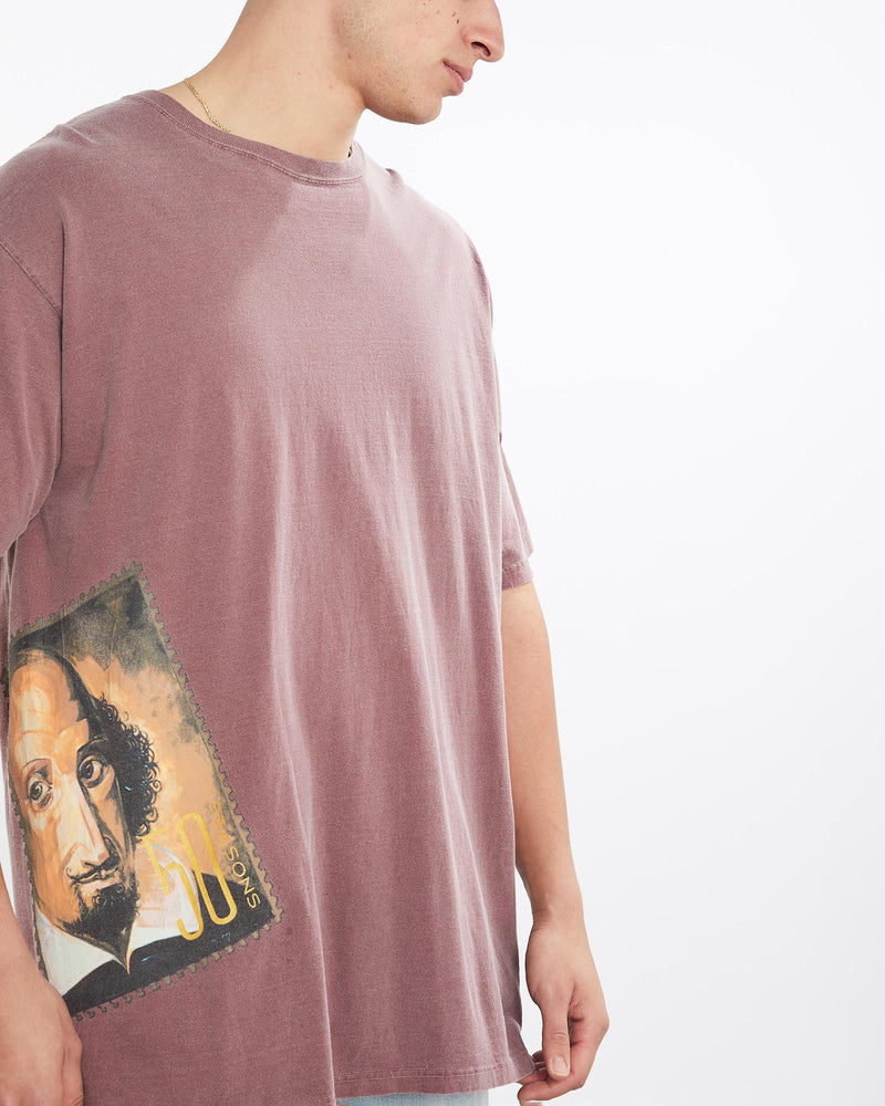 Vintage, Shakespeare, Tee, The Real Deal, size double extra large, colour Burgundy, newtown, sydney, australia, thrift store, opshop, preloved, secondhand, sustainable, retro, antique, 70s, 80s, 90s, 2000s, 00s, fashion, clothing, streetwear, trendy, garment, style, boutique, store, shop, archive, sale, cheap, best, top, T-Shirts