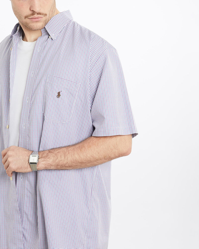 Vintage, 90s, Polo, Ralph, Lauren, Short, Sleeve, Button, Up, Shirt, The Real Deal, size extra large, colour Purple, newtown, sydney, australia, thrift store, opshop, preloved, secondhand, sustainable, retro, antique, 70s, 80s, 90s, 2000s, 00s, fashion, clothing, streetwear, trendy, garment, style, boutique, store, shop, archive, sale, cheap, best, top, Shirts