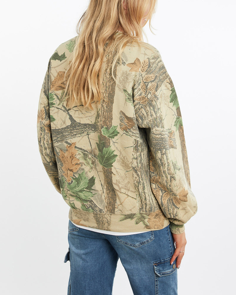 Vintage, 90s, Realtree, Camo, Sweatshirt, The Real Deal, size medium, colour Green, newtown, sydney, australia, thrift store, opshop, preloved, secondhand, sustainable, retro, antique, 70s, 80s, 90s, 2000s, 00s, fashion, clothing, streetwear, trendy, garment, style, boutique, store, shop, archive, sale, cheap, best, top, Sweats and hoodies