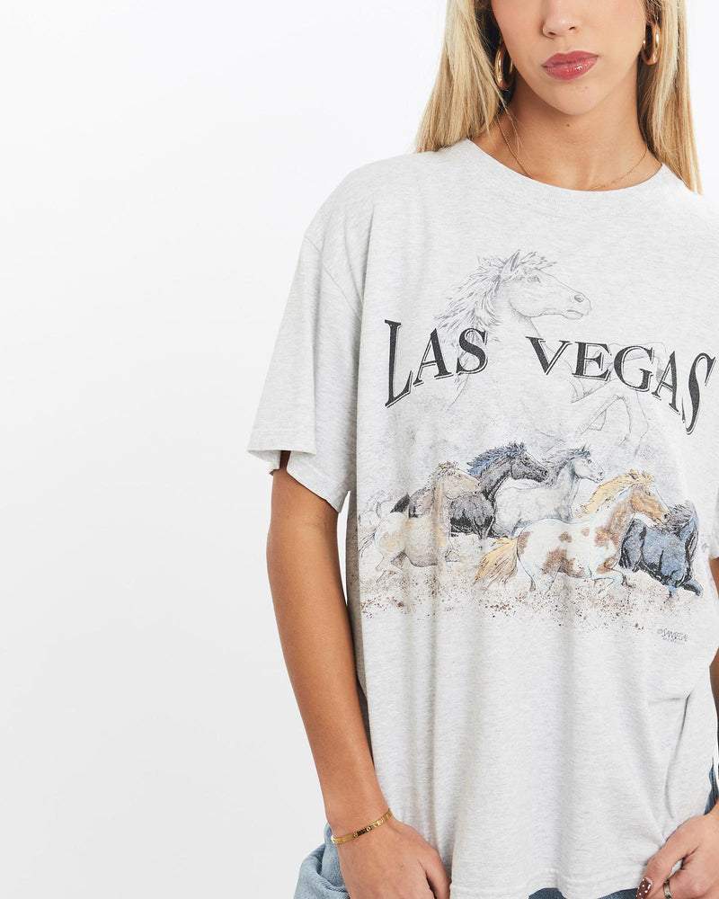 Vintage, 1993, Las, Vegas, Horse, Wildlife, Tee, The Real Deal, size small, colour Grey, newtown, sydney, australia, thrift store, opshop, preloved, secondhand, sustainable, retro, antique, 70s, 80s, 90s, 2000s, 00s, fashion, clothing, streetwear, trendy, garment, style, boutique, store, shop, archive, sale, cheap, best, top, T-Shirts