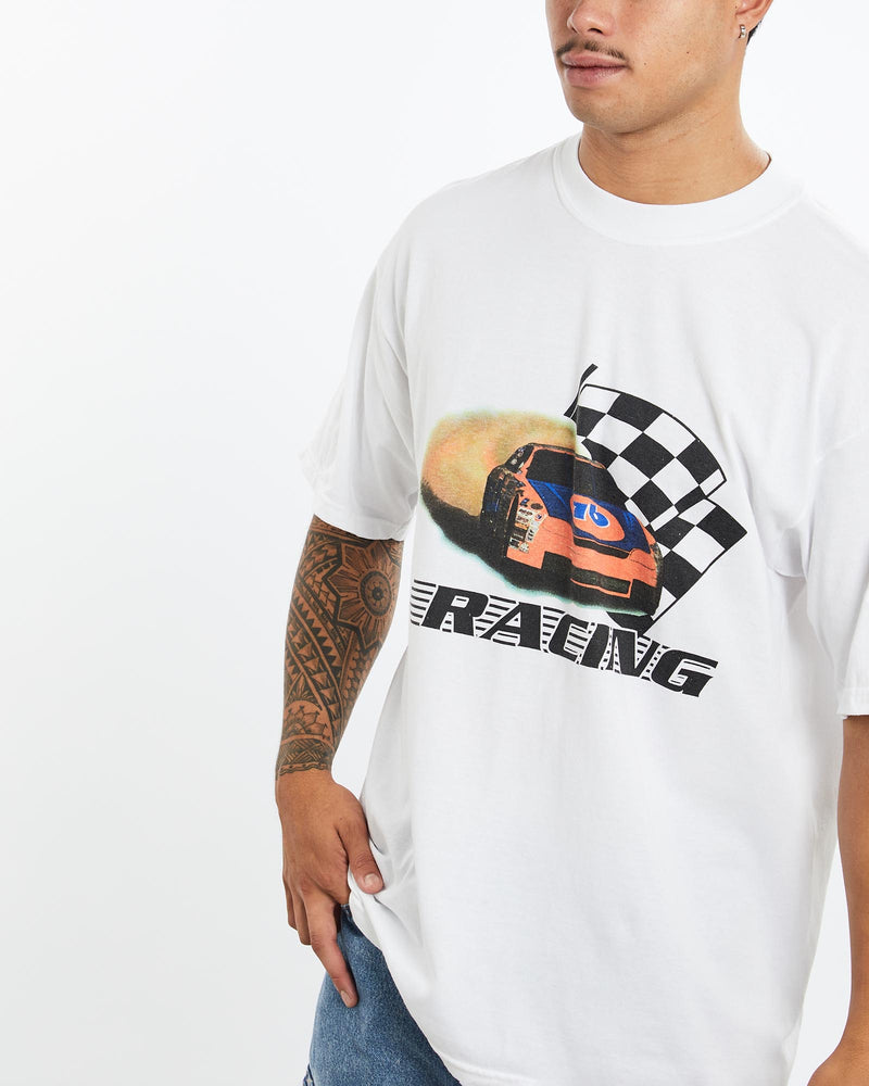 Vintage, Racing, Tee, The Real Deal, size extra large, colour White, newtown, sydney, australia, thrift store, opshop, preloved, secondhand, sustainable, retro, antique, 70s, 80s, 90s, 2000s, 00s, fashion, clothing, streetwear, trendy, garment, style, boutique, store, shop, archive, sale, cheap, best, top, T-Shirts