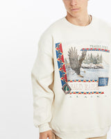 Vintage, 90s, Alaska, Eagle, Wildlife, Sweatshirt, The Real Deal, size extra large, colour Beige, newtown, sydney, australia, thrift store, opshop, preloved, secondhand, sustainable, retro, antique, 70s, 80s, 90s, 2000s, 00s, fashion, clothing, streetwear, trendy, garment, style, boutique, store, shop, archive, sale, cheap, best, top, Sweats and hoodies