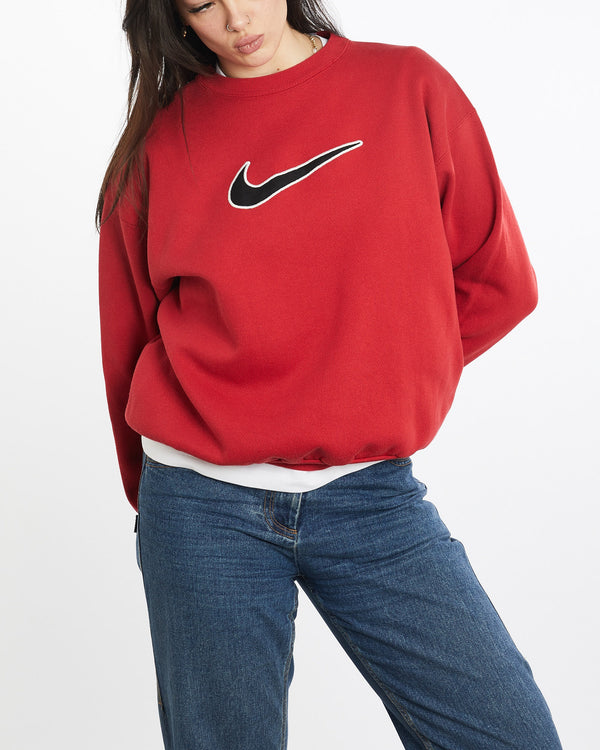 Vintage, 90s, Nike, Sweatshirt, The Real Deal, size medium, colour Red, newtown, sydney, australia, thrift store, opshop, preloved, secondhand, sustainable, retro, antique, 70s, 80s, 90s, 2000s, 00s, fashion, clothing, streetwear, trendy, garment, style, boutique, store, shop, archive, sale, cheap, best, top, Sweats and hoodies