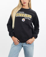 Vintage, NFL, Pittsburgh, Steelers, Sweatshirt, The Real Deal, size extra small, colour Black, newtown, sydney, australia, thrift store, opshop, preloved, secondhand, sustainable, retro, antique, 70s, 80s, 90s, 2000s, 00s, fashion, clothing, streetwear, trendy, garment, style, boutique, store, shop, archive, sale, cheap, best, top, Sweats and hoodies