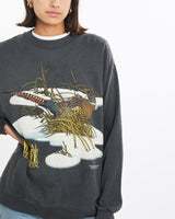 Vintage, 1990, Bird, Wildlife, Sweatshirt, The Real Deal, size small, colour Grey, newtown, sydney, australia, thrift store, opshop, preloved, secondhand, sustainable, retro, antique, 70s, 80s, 90s, 2000s, 00s, fashion, clothing, streetwear, trendy, garment, style, boutique, store, shop, archive, sale, cheap, best, top, Sweats and hoodies