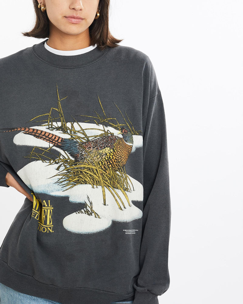 Vintage, 1990, Bird, Wildlife, Sweatshirt, The Real Deal, size small, colour Grey, newtown, sydney, australia, thrift store, opshop, preloved, secondhand, sustainable, retro, antique, 70s, 80s, 90s, 2000s, 00s, fashion, clothing, streetwear, trendy, garment, style, boutique, store, shop, archive, sale, cheap, best, top, Sweats and hoodies