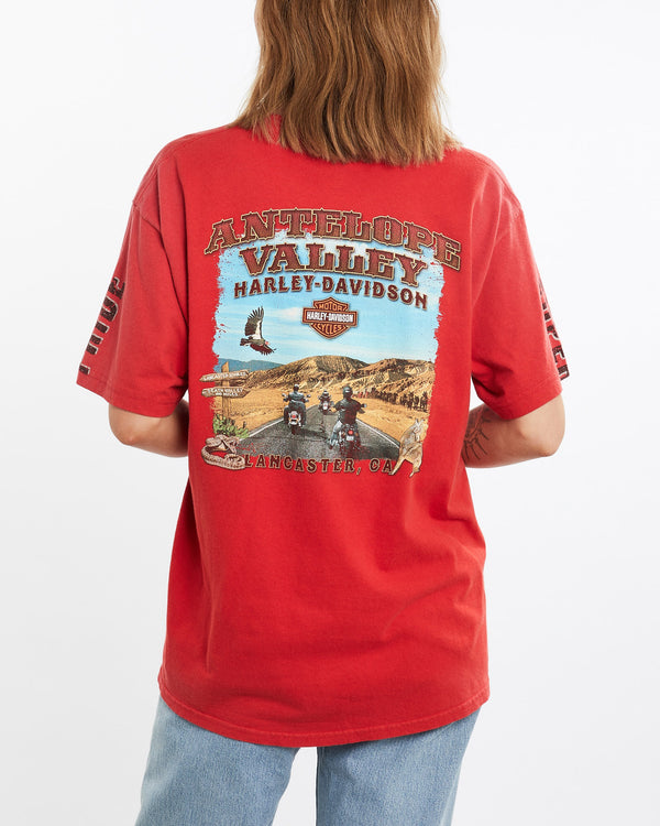 Harley, Davidson, Tee, The Real Deal, size medium, colour Red, newtown, sydney, australia, thrift store, opshop, preloved, secondhand, sustainable, retro, antique, 70s, 80s, 90s, 2000s, 00s, fashion, clothing, streetwear, trendy, garment, style, boutique, store, shop, archive, sale, cheap, best, top, T-Shirts