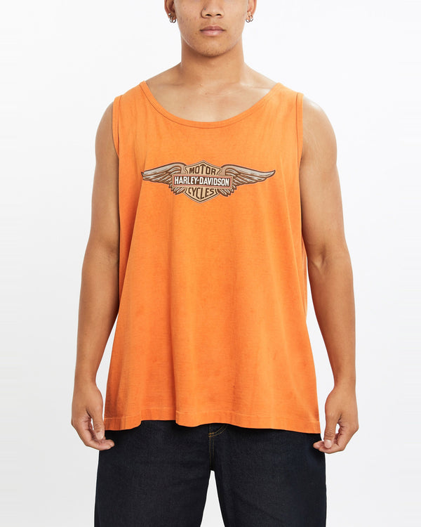 Vintage, Harley, Davidson, Tank, The Real Deal, size large, colour Orange, newtown, sydney, australia, thrift store, opshop, preloved, secondhand, sustainable, retro, antique, 70s, 80s, 90s, 2000s, 00s, fashion, clothing, streetwear, trendy, garment, style, boutique, store, shop, archive, sale, cheap, best, top, T-Shirts