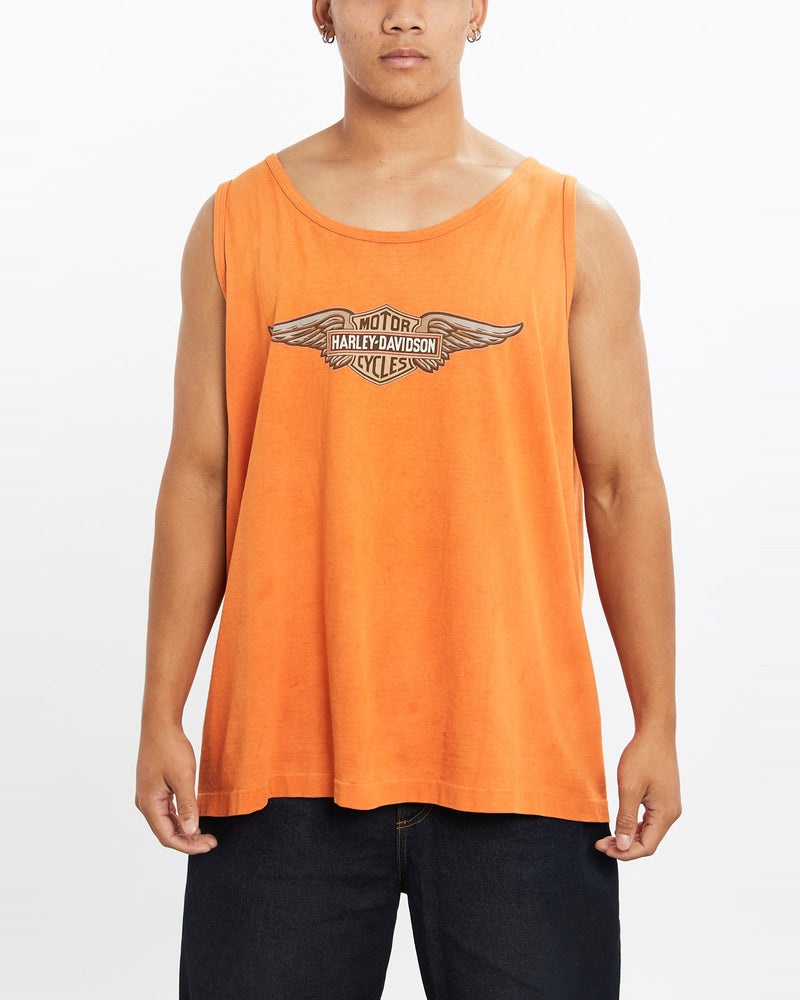 Vintage, Harley, Davidson, Tank, The Real Deal, size large, colour Orange, newtown, sydney, australia, thrift store, opshop, preloved, secondhand, sustainable, retro, antique, 70s, 80s, 90s, 2000s, 00s, fashion, clothing, streetwear, trendy, garment, style, boutique, store, shop, archive, sale, cheap, best, top, T-Shirts