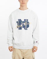 Vintage, 90s, University, of, Notre, Dame, Sweatshirt, The Real Deal, size large, colour Grey, newtown, sydney, australia, thrift store, opshop, preloved, secondhand, sustainable, retro, antique, 70s, 80s, 90s, 2000s, 00s, fashion, clothing, streetwear, trendy, garment, style, boutique, store, shop, archive, sale, cheap, best, top, Sweats and hoodies