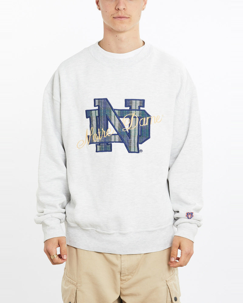Vintage, 90s, University, of, Notre, Dame, Sweatshirt, The Real Deal, size large, colour Grey, newtown, sydney, australia, thrift store, opshop, preloved, secondhand, sustainable, retro, antique, 70s, 80s, 90s, 2000s, 00s, fashion, clothing, streetwear, trendy, garment, style, boutique, store, shop, archive, sale, cheap, best, top, Sweats and hoodies