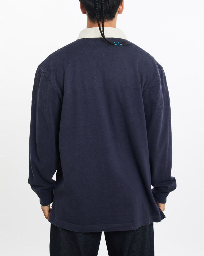 Vintage, Tommy, Hilfiger, Rugby, Shirt, The Real Deal, size large, colour Navy, newtown, sydney, australia, thrift store, opshop, preloved, secondhand, sustainable, retro, antique, 70s, 80s, 90s, 2000s, 00s, fashion, clothing, streetwear, trendy, garment, style, boutique, store, shop, archive, sale, cheap, best, top, Shirts