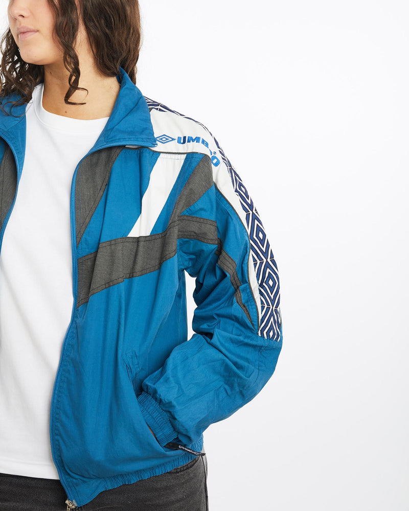 Vintage, 90s, Umbro, Track, Jacket, The Real Deal, size medium, colour Blue, newtown, sydney, australia, thrift store, opshop, preloved, secondhand, sustainable, retro, antique, 70s, 80s, 90s, 2000s, 00s, fashion, clothing, streetwear, trendy, garment, style, boutique, store, shop, archive, sale, cheap, best, top, Jackets