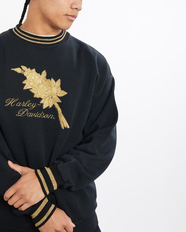 Vintage, 90s, Harley, Davidson, Sweatshirt, The Real Deal, size large, colour Black, newtown, sydney, australia, thrift store, opshop, preloved, secondhand, sustainable, retro, antique, 70s, 80s, 90s, 2000s, 00s, fashion, clothing, streetwear, trendy, garment, style, boutique, store, shop, archive, sale, cheap, best, top, Sweats and hoodies