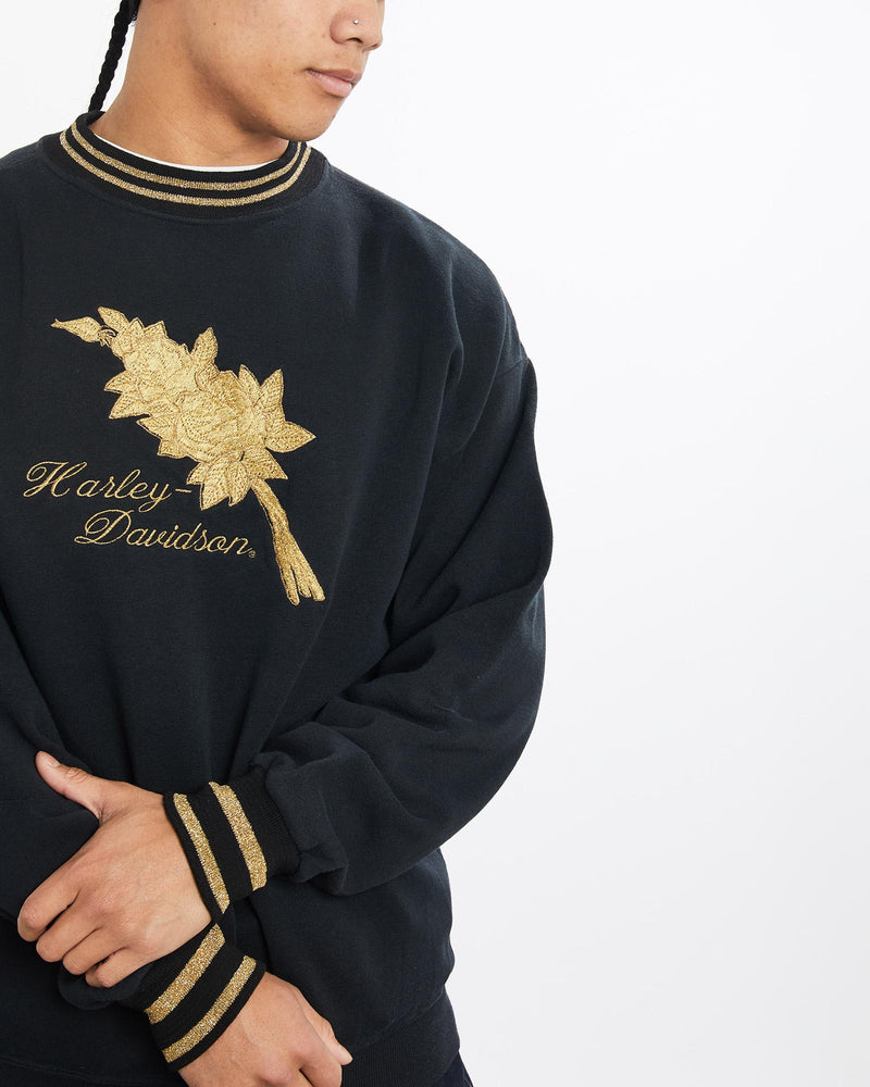 Vintage, 90s, Harley, Davidson, Sweatshirt, The Real Deal, size large, colour Black, newtown, sydney, australia, thrift store, opshop, preloved, secondhand, sustainable, retro, antique, 70s, 80s, 90s, 2000s, 00s, fashion, clothing, streetwear, trendy, garment, style, boutique, store, shop, archive, sale, cheap, best, top, Sweats and hoodies