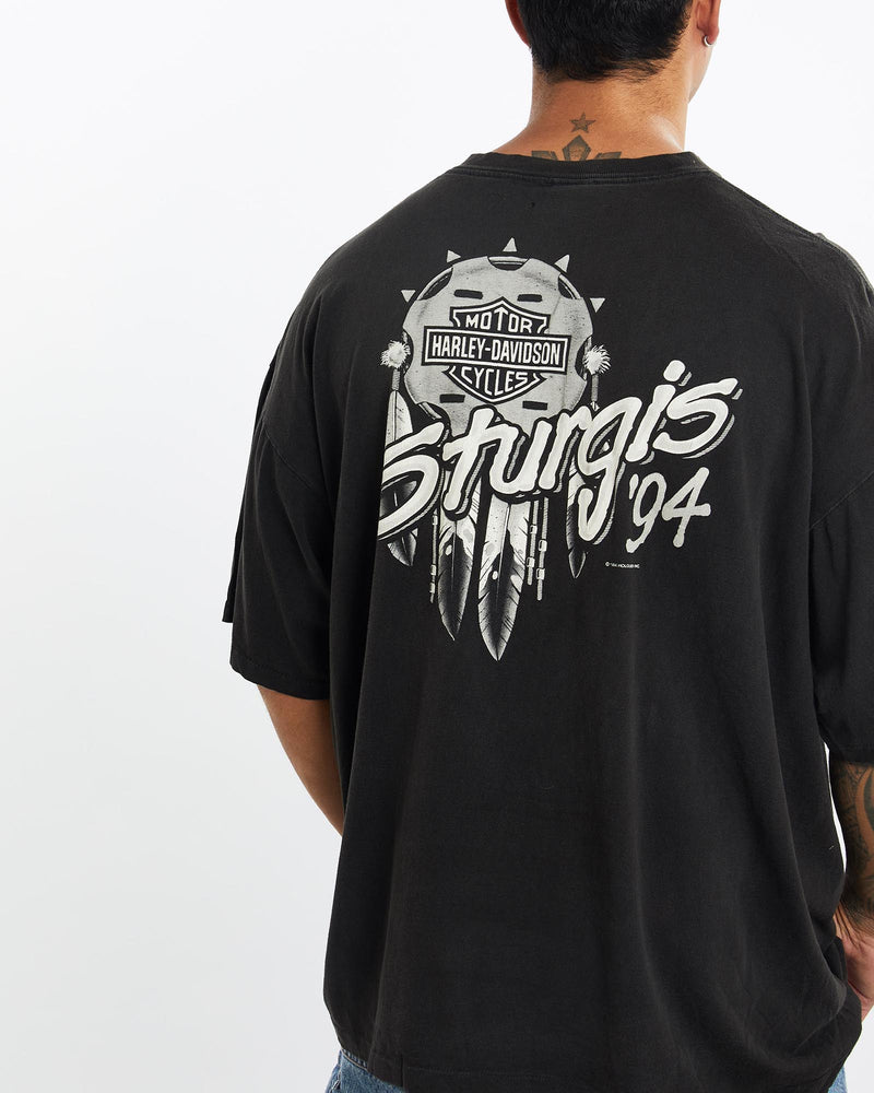 Vintage, 1994, Harley, Davidson, Sturgis, Motorcycle, Rally, Tee, The Real Deal, size extra large, colour Black, newtown, sydney, australia, thrift store, opshop, preloved, secondhand, sustainable, retro, antique, 70s, 80s, 90s, 2000s, 00s, fashion, clothing, streetwear, trendy, garment, style, boutique, store, shop, archive, sale, cheap, best, top, T-Shirts