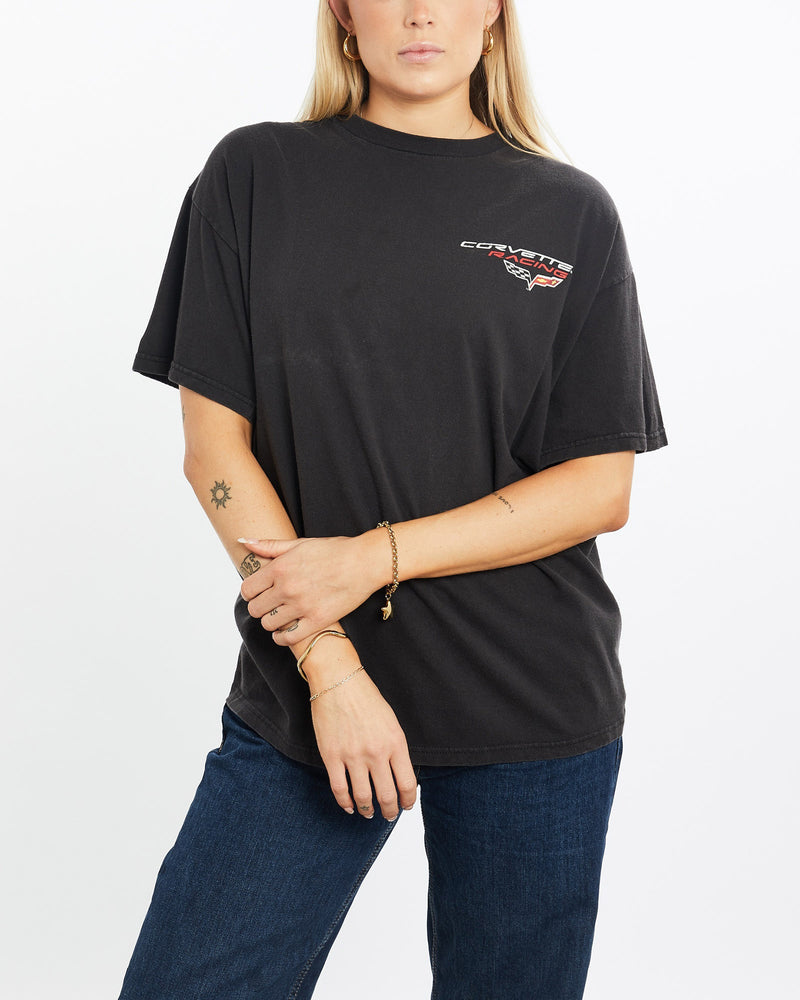 Vintage, Corvette, Racing, Tee, The Real Deal, size medium, colour Black, newtown, sydney, australia, thrift store, opshop, preloved, secondhand, sustainable, retro, antique, 70s, 80s, 90s, 2000s, 00s, fashion, clothing, streetwear, trendy, garment, style, boutique, store, shop, archive, sale, cheap, best, top, T-Shirts