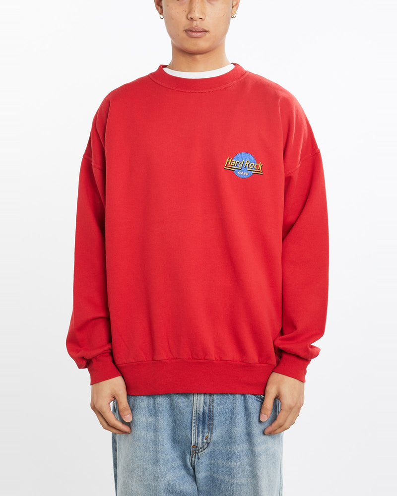 Vintage, Hard, Rock, Cafe, Staff', Sweatshirt, The Real Deal, size large, colour Red, newtown, sydney, australia, thrift store, opshop, preloved, secondhand, sustainable, retro, antique, 70s, 80s, 90s, 2000s, 00s, fashion, clothing, streetwear, trendy, garment, style, boutique, store, shop, archive, sale, cheap, best, top, Sweats and hoodies