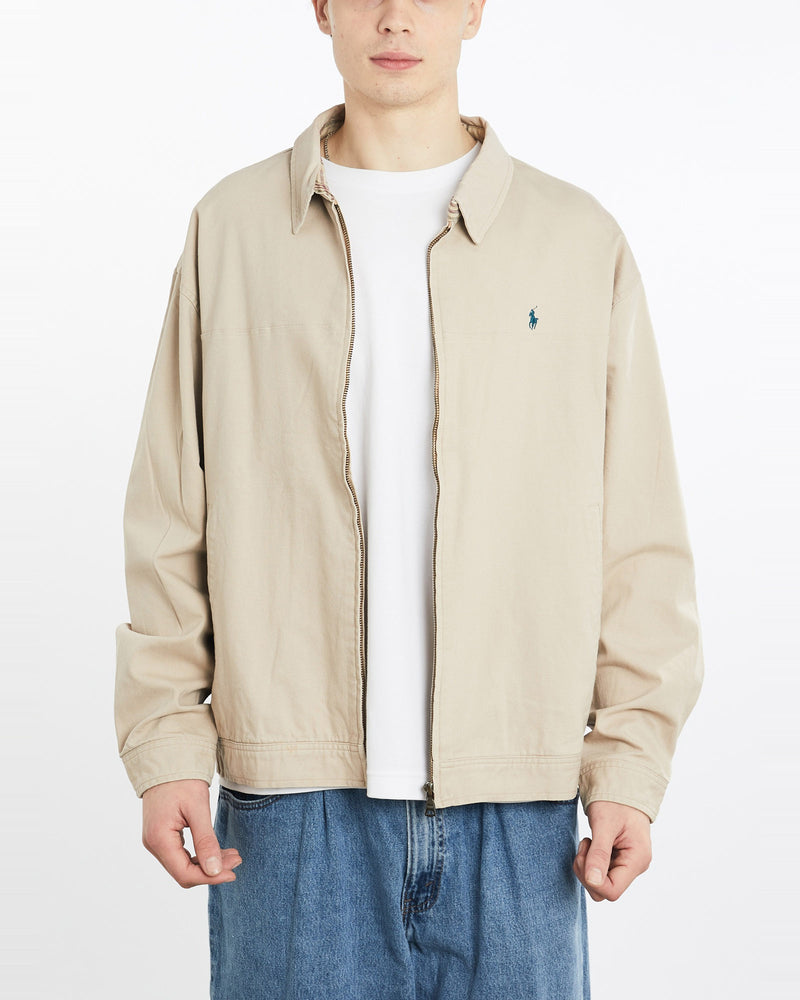Vintage, 90s, Polo, Ralph, Lauren, Harrington, Jacket, The Real Deal, size extra large, colour Beige, newtown, sydney, australia, thrift store, opshop, preloved, secondhand, sustainable, retro, antique, 70s, 80s, 90s, 2000s, 00s, fashion, clothing, streetwear, trendy, garment, style, boutique, store, shop, archive, sale, cheap, best, top, Jackets