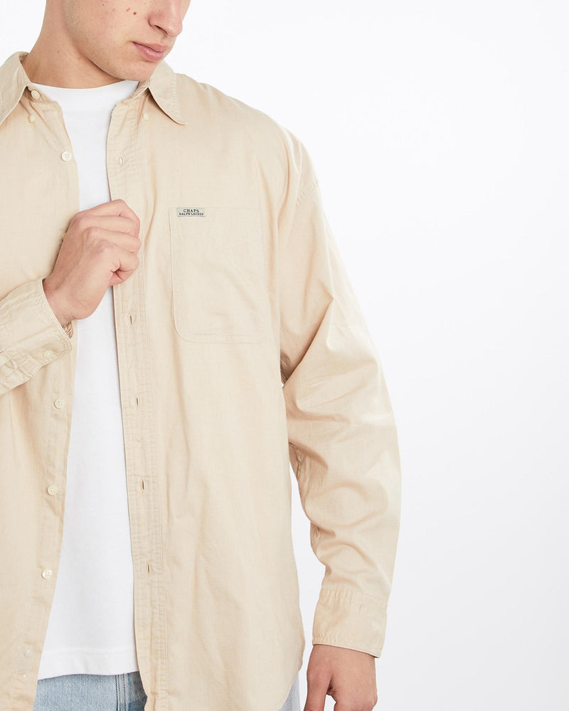 Vintage, 90s, Chaps, Ralph, Lauren, Button, Up, Shirt, The Real Deal, size double extra large, colour Beige, newtown, sydney, australia, thrift store, opshop, preloved, secondhand, sustainable, retro, antique, 70s, 80s, 90s, 2000s, 00s, fashion, clothing, streetwear, trendy, garment, style, boutique, store, shop, archive, sale, cheap, best, top, Shirts