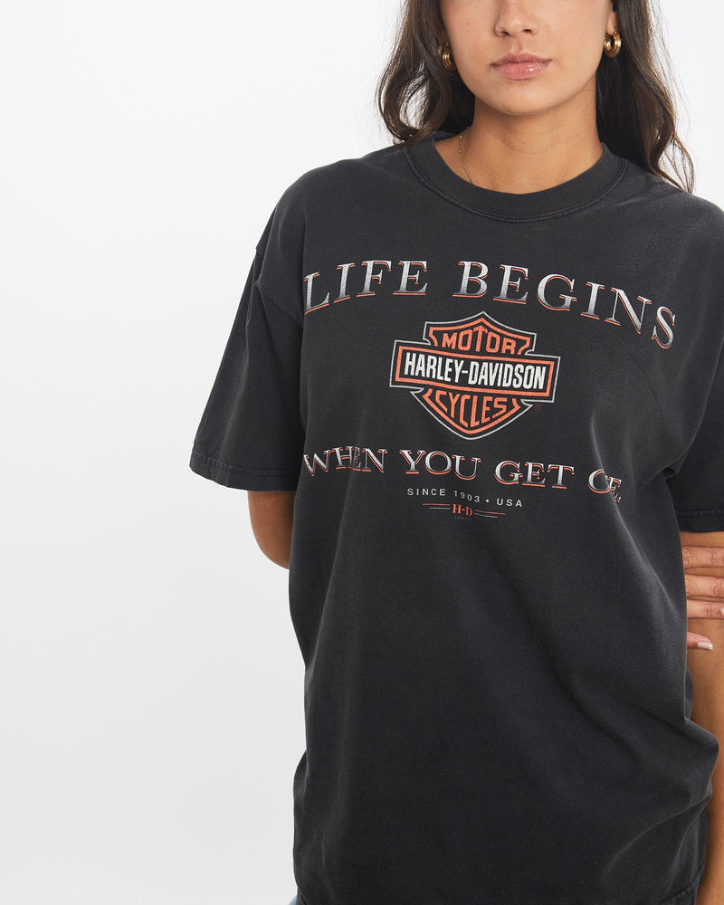 Vintage, Harley, Davidson, Tee, The Real Deal, size small, colour Black, newtown, sydney, australia, thrift store, opshop, preloved, secondhand, sustainable, retro, antique, 70s, 80s, 90s, 2000s, 00s, fashion, clothing, streetwear, trendy, garment, style, boutique, store, shop, archive, sale, cheap, best, top, T-Shirts