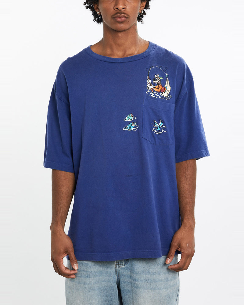 Vintage, 90s, Disney, Goofy, Tee, The Real Deal, size large, colour Blue, newtown, sydney, australia, thrift store, opshop, preloved, secondhand, sustainable, retro, antique, 70s, 80s, 90s, 2000s, 00s, fashion, clothing, streetwear, trendy, garment, style, boutique, store, shop, archive, sale, cheap, best, top, T-Shirts